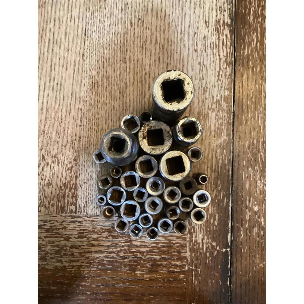 Over 2lbs of Miscellaneous Sockets As Is Mixed Sizes And Manufacturers 33 Pieces